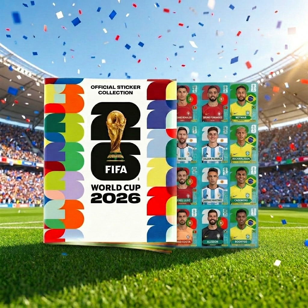 Mockup do álbum de figurinhas Copa 2026